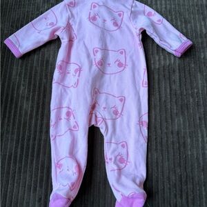 Pink Cat Print Kids One Piece
